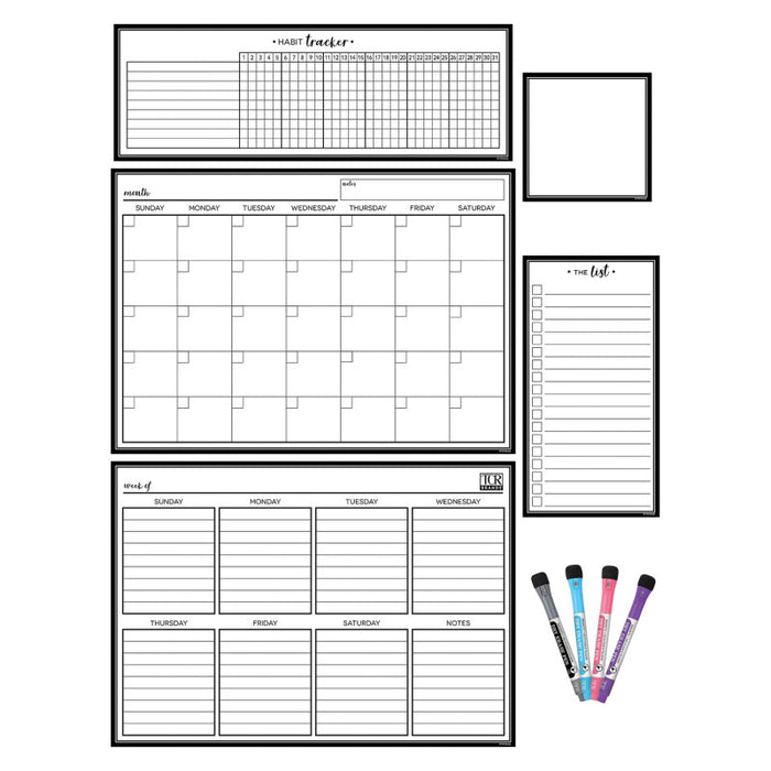 Teacher Created Resources TCR77407 Black & White Dry-Erase Magnetic Calendar Set