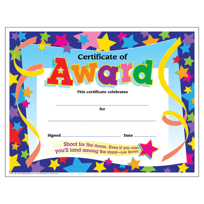 TREND T-2951 Certificate of Award Colorful Classics Certificates, 30 ct