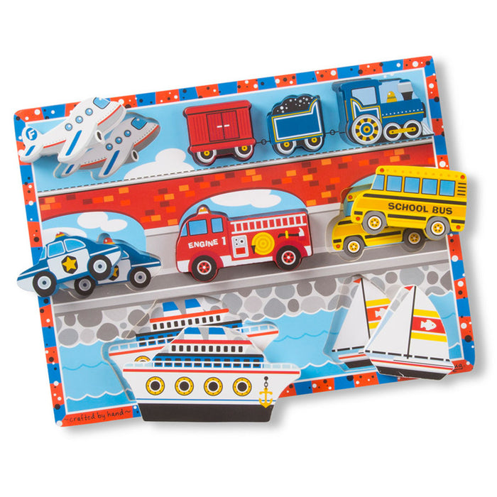 Melissa & Doug LCI3725 Vehicles Chunky Puzzle, 9" x 12", 9 Pieces