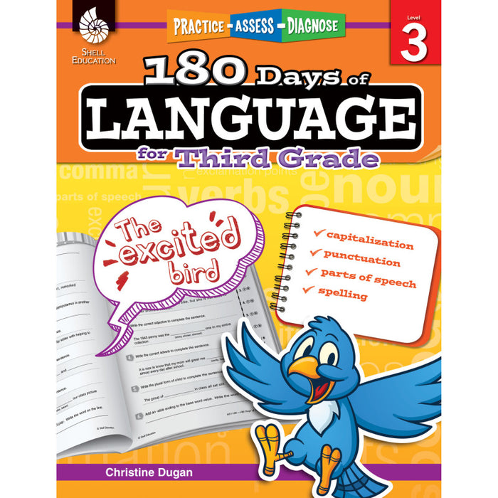 Shell Education SEP51168 180 Days of Language for Third Grade
