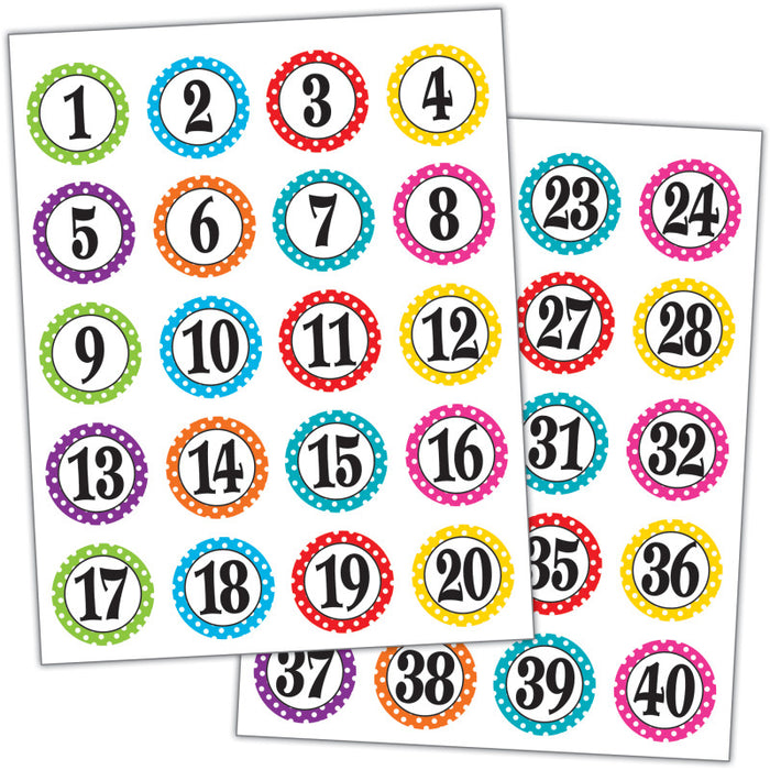 Teacher Created Resources TCR3567 Polka Dots Numbers Stickers, Pack of 120
