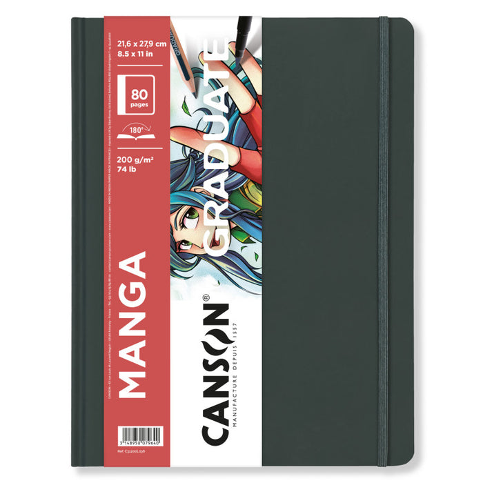 Canson MCX31200L036 Graduate Manga Art Book, Hard Cover Binding, 40 Sheet, 8.5x11 inch, 1 Count