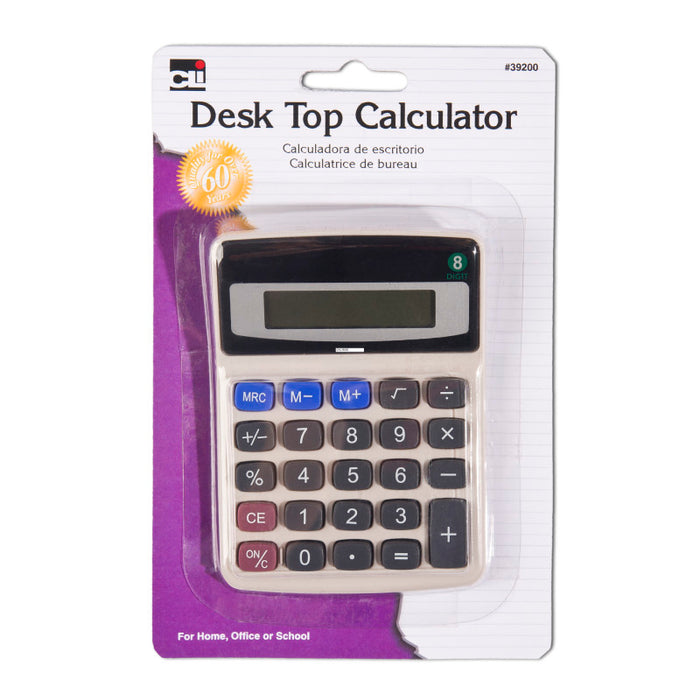 Charles Leonard CHL39200 Desktop Calculator, Battery and Solar Powered with Tilted 9 Digit Display, Gray