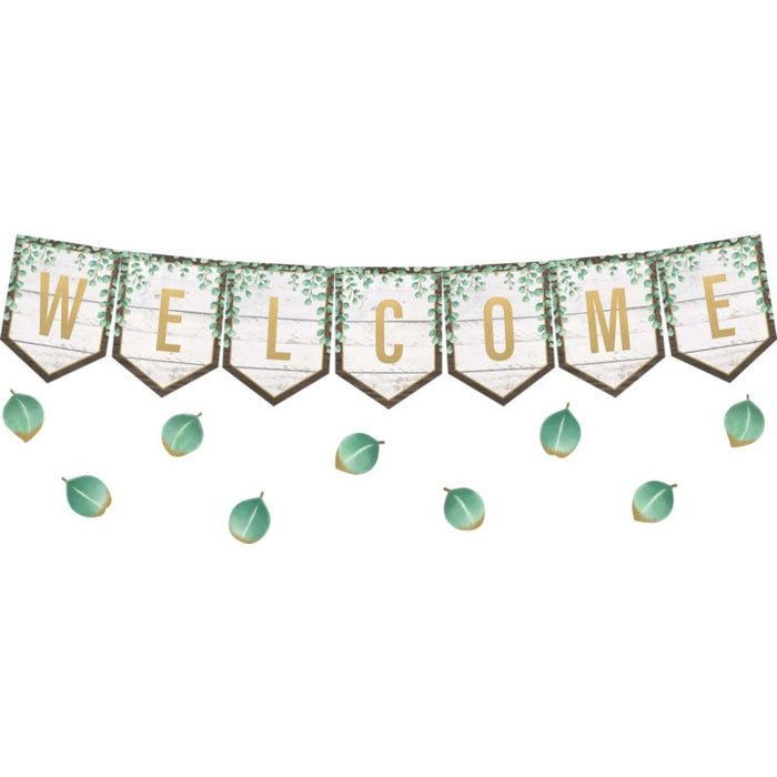 Teacher Created Resources TCR8472 Eucalyptus Pennants Welcome Bulletin Board Set