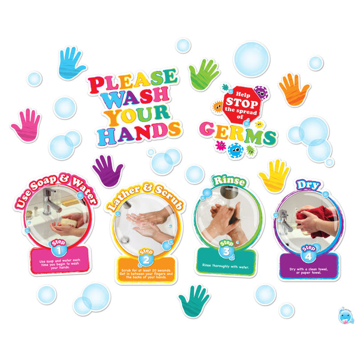 Ashley Productions ASH96005 Healthy Bubbles&trade; Smart Poly&trade; Mini Bulletin Board Set Washing Your Hands Set, 36 Pieces