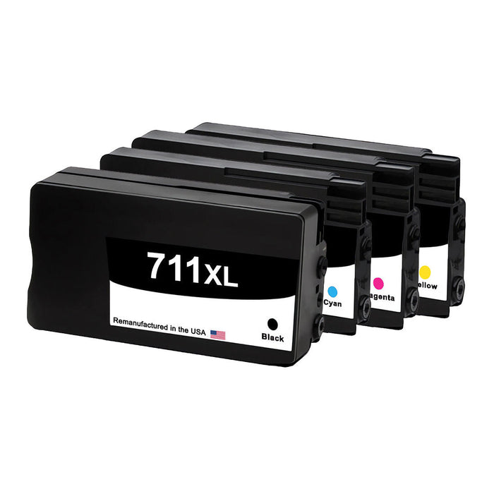 U.S. Remanufactured for HP 711XL 80-ml Black / 711 29-ml 3 Color Ink Cartridge Combo Pack New Chips