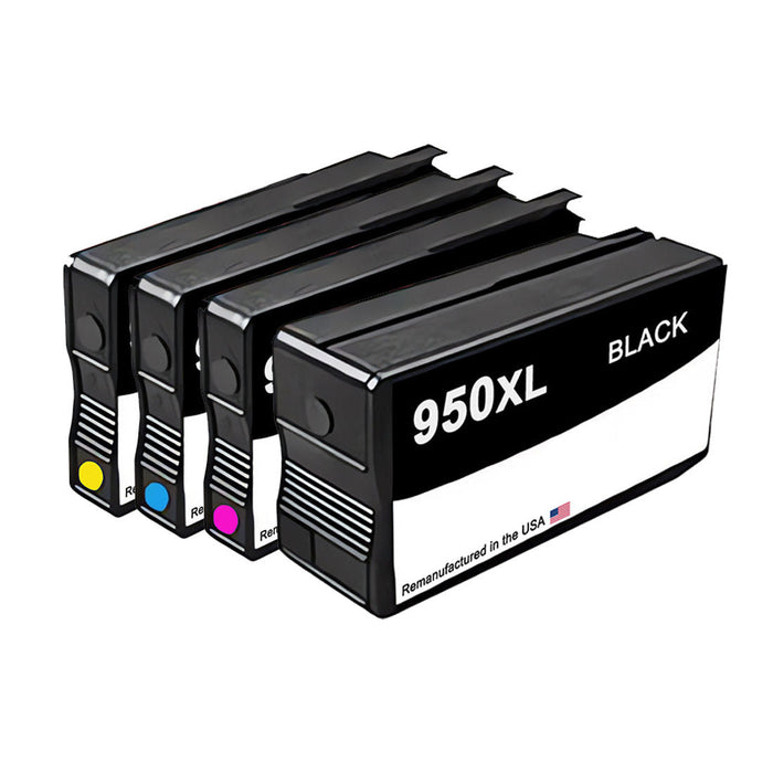 U.S. Remanufactured for HP 950XL Black and HP 951XL 3 Color Ink Cartridge Combo Pack New Chip