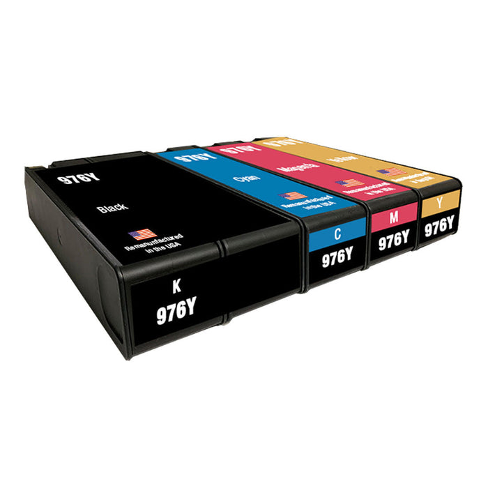 U.S. Remanufactured for HP 976Y Black and 3 Color Combo 4-Pack