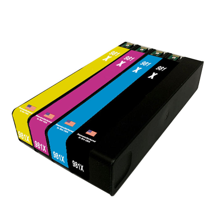 U.S. Remanufactured for HP 981X Black and 3 Color Ink Cartridge Combo Pack