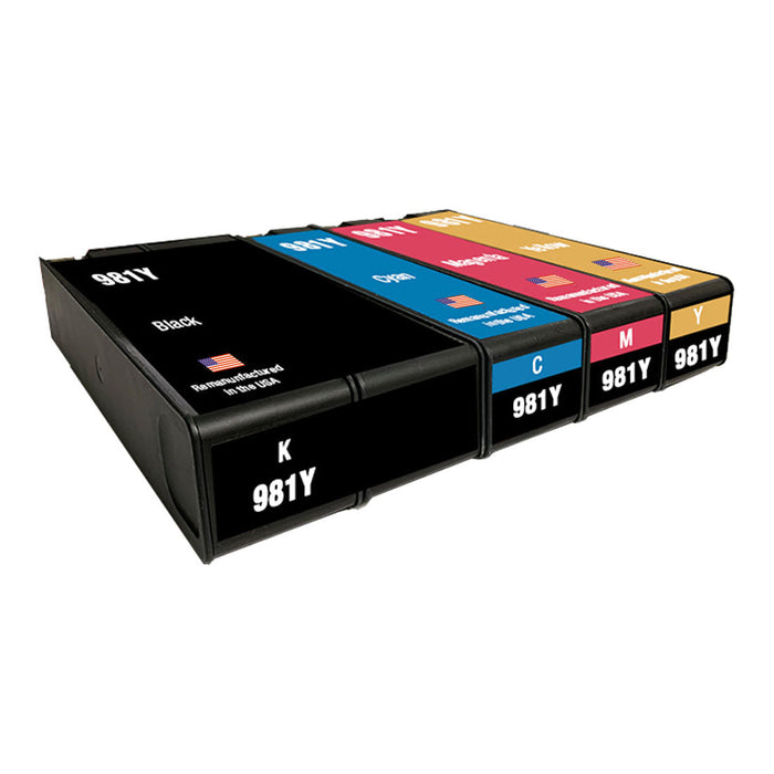 U.S. Remanufactured for HP 981Y Black and 3 Color Ink Cartridge Combo Pack