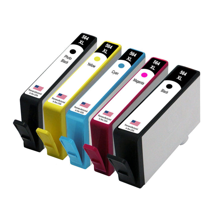 U.S. Remanufactured for HP 564XL Black, Photo Black and 3 Color Ink Cartridge Combo Pack