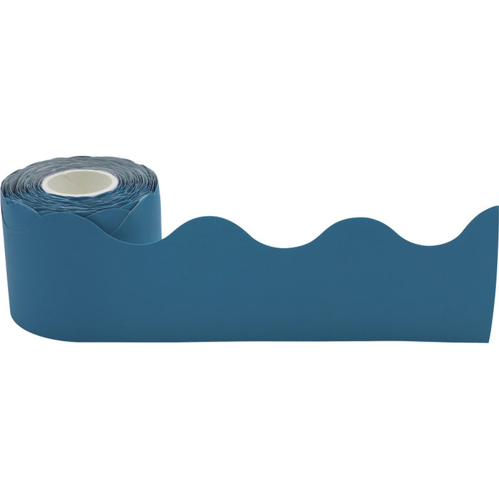 Teacher Created Resources TCR8943 Slate Blue Scalloped Rolled Border Trim, 50 Feet