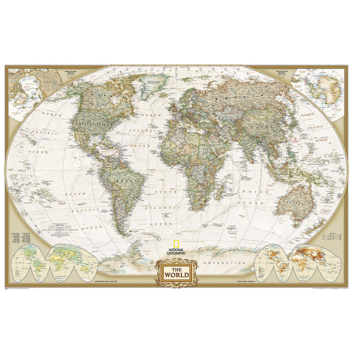 National Geographic NGMRE00622088 World Executive Map, Enlarged and Laminated, 73" x 48"