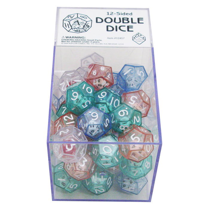 Koplow Games KOP12602 12-Sided Double Dice, Box of 40