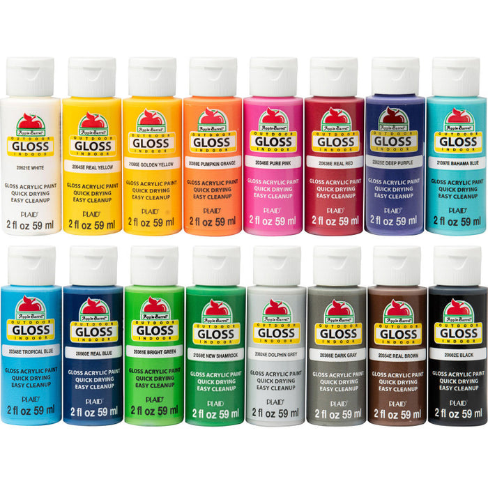 Apple Barrel APPPROMOABG Acrylic Paint Gloss, 2oz., 16-Piece Set