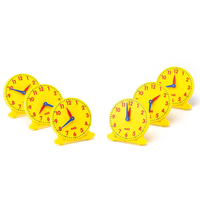 Learning Advantage CTU25815 Geared 12-Hour Time Clock - Student Size - Set of 6