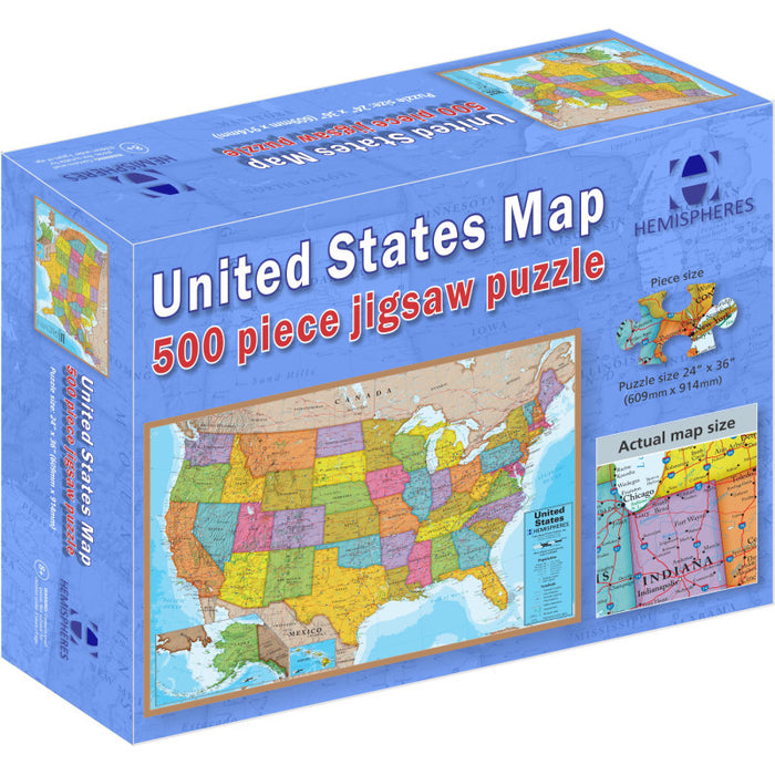 Hemispheres RWPHMP02 USA Puzzle, 24" Height, 36" Width, 500 Pieces