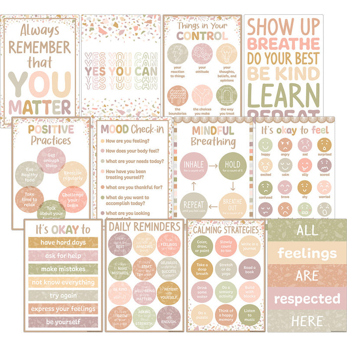 Teacher Created Resources TCR7232 Terrazzo Tones Positive Practices Small Poster Pack, Pack of 12