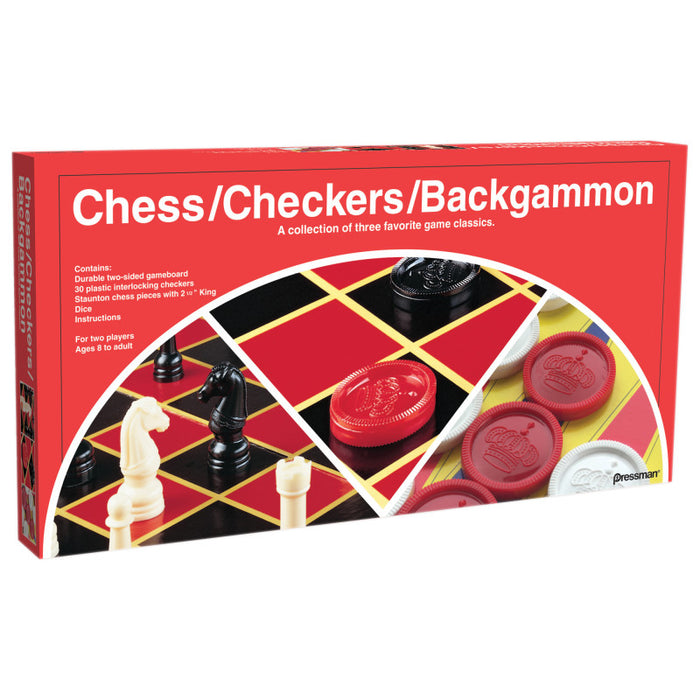 Pressman PRE111312 Chess/Checkers/Backgammon Board Game