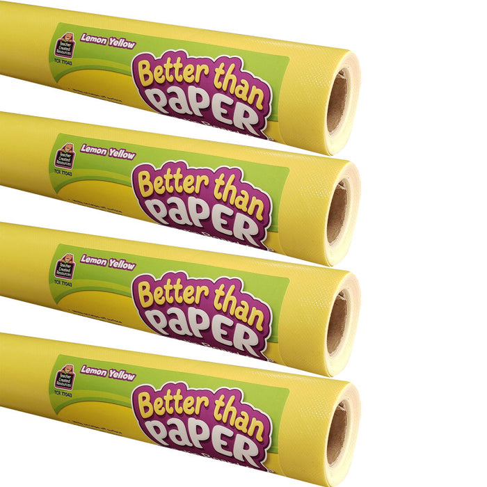 Teacher Created Resources TCR32350 Better Than Paper Bulletin Board Roll, 4' x 12', Lemon Yellow, Pack of 4