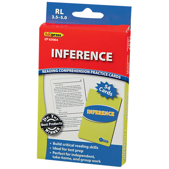 Edupress EP-3064 Reading Comprehension Practice Cards, Inference (RL 3.5-5.0)