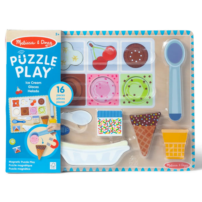 Melissa & Doug LCI31006 Wooden Magnetic Ice Cream Puzzle & Play Set