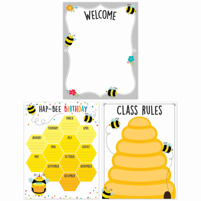 Creative Teaching Press CTP10824 Busy Bees Classroom Essentials 3-Chart Pack