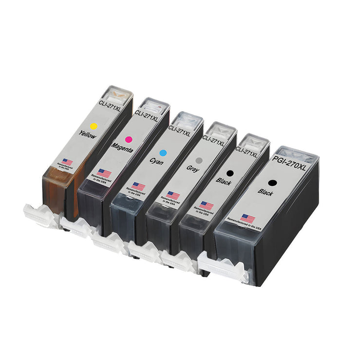U.S. Remanufactured for Canon PGI-270XL / CLI-271XL 5 Color Combo 6 Pack