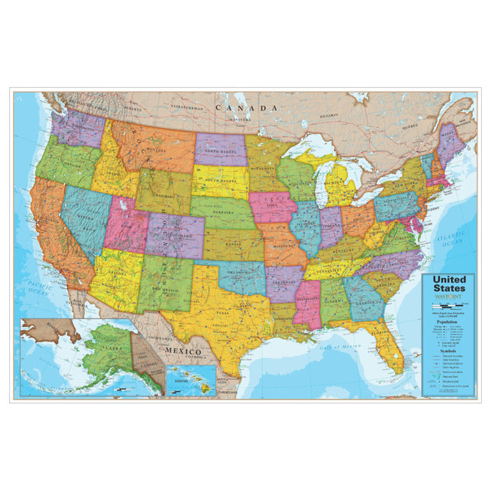 Waypoint Geographic RWPWG11 Blue Ocean USA 24" x 36" Laminated Wall Map