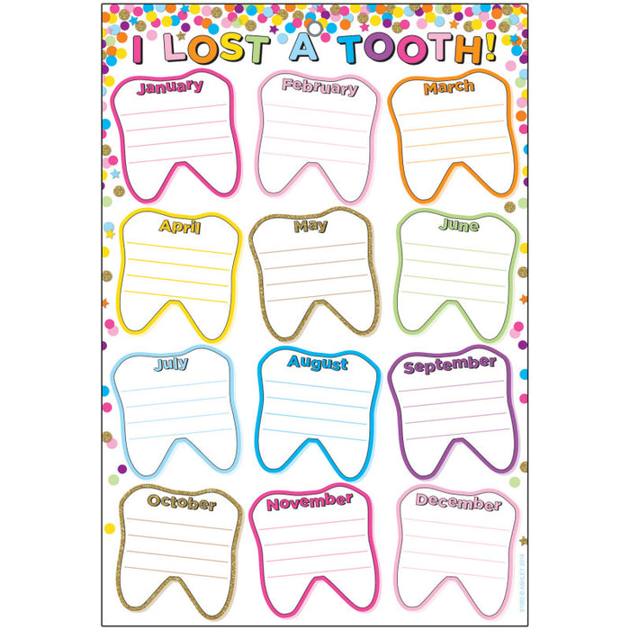 Ashley Productions ASH91060 Smart Poly&trade; Chart, 13" x 19", Confetti I Lost A Tooth, w/Grommet