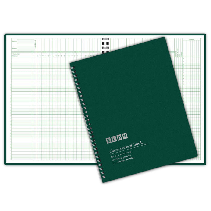 ELAN Publishing ELNR6080 Class Record Book, Grades for 6-8 Weeks, 36 Student Names, Large blocks