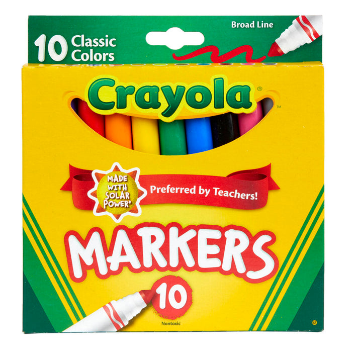 Crayola BIN587722 Broad Line Markers, Classic Colors, Pack of 10