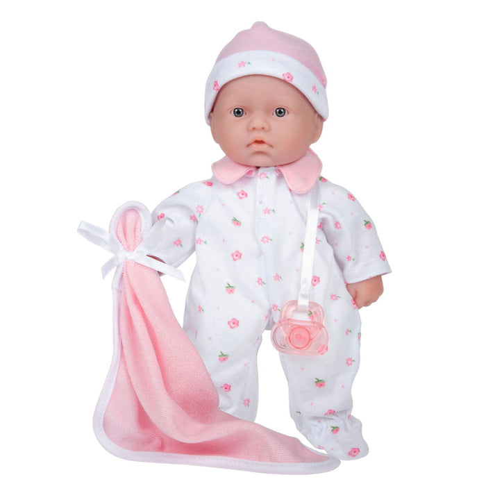 JC Toys BER13107 La Baby Soft 11" Baby Doll, Pink with Blanket, Caucasian
