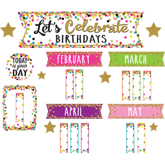 Teacher Created Resources TCR5884 Confetti Lets Celebrate Birthdays Mini Bulletin Board Set