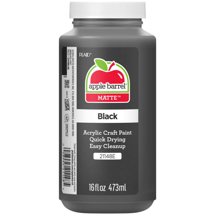 Apple Barrel APP21148E Acrylic Paint Matte, 16oz., Black