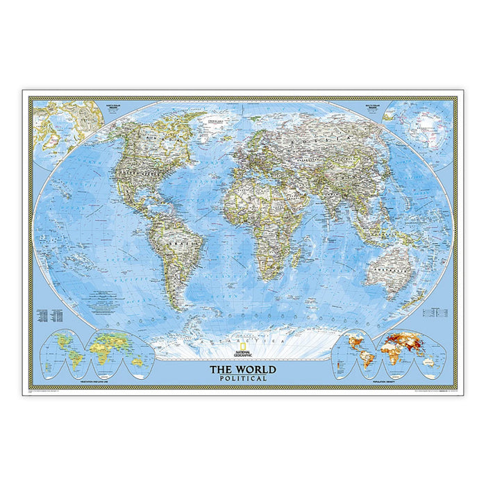 National Geographic NGMRE00622003 World Classic Map, Enlarged and Laminated, 69.25" x 48"