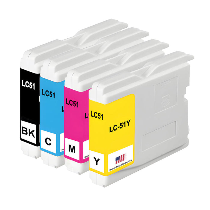 U.S. Remanufactured for Brother LC51 Black and 3 Color Combo 4-Pack