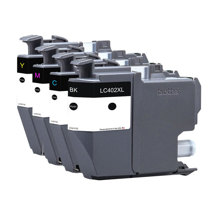 U.S. Remanufactured for Brother LC402XL Black and 3 Color Combo 4-Pack