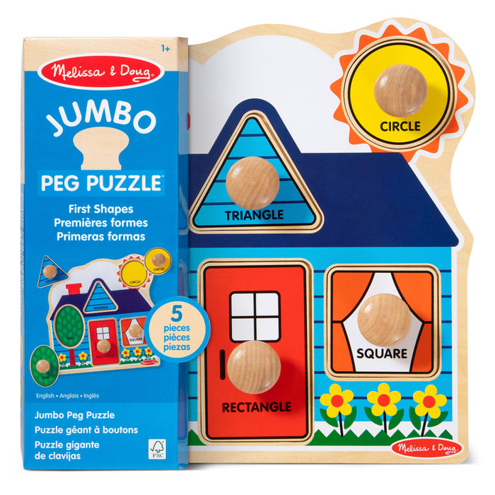 Melissa & Doug LCI2053 First Shapes Jumbo Knob Wooden Puzzle - 5 Pieces
