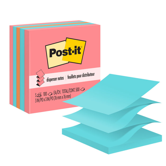 Post-it MMM33015AN Pop-up Notes, 3" x 3", Assorted, 100 Sheets/Pad, 5 Pads