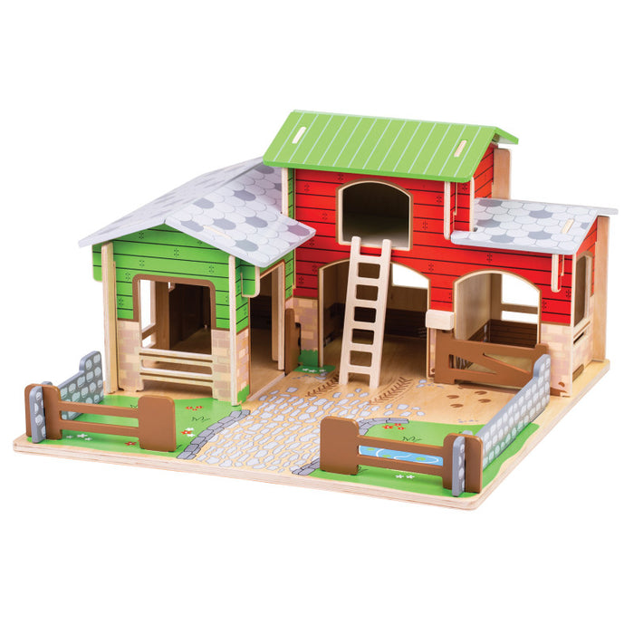 Bigjigs Toys BJTJT152 Cobblestone Farm Playset
