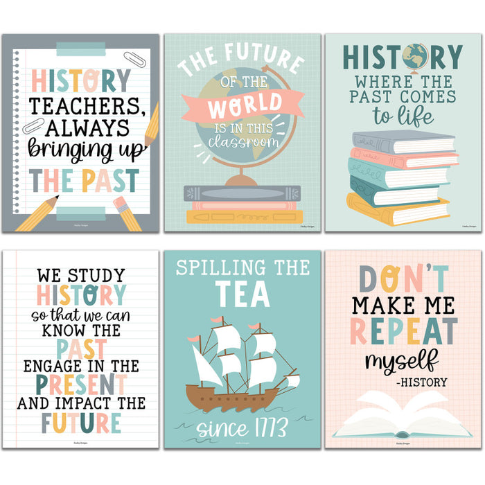 Hadley Designs HDDX004BE8MKR Boho History Bulletin Board Classroom Decor Posters, Set of 6