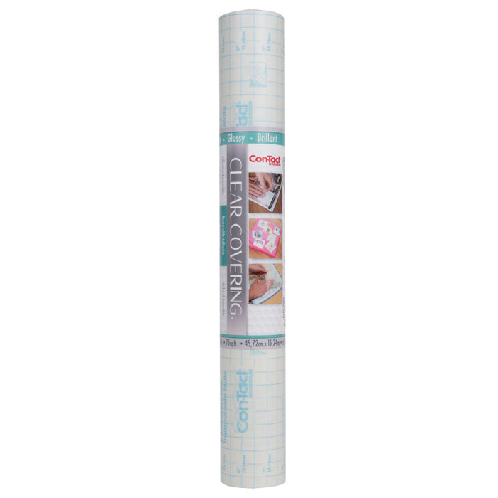Con-Tact Brand KIT50FC9AD7606 Clear Cover&trade; Adhesive Covering, Clear, 18" x 50 ft, Glossy