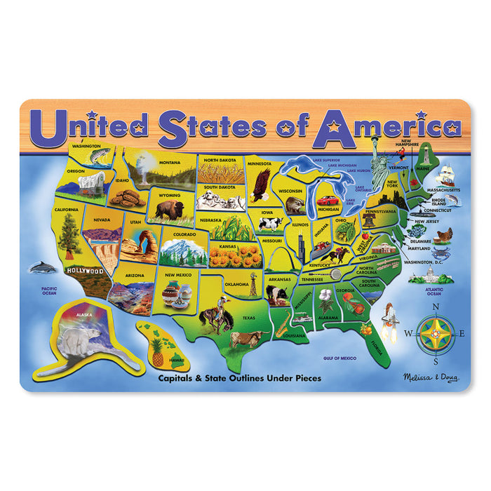 Melissa & Doug LCI3797 U.S.A. Map Wooden Puzzle, 45 Pieces