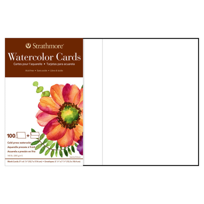 Strathmore STT1056501 400 Series Watercolor Cards & Envelopes, 5x6.875 inch, 100 Pack