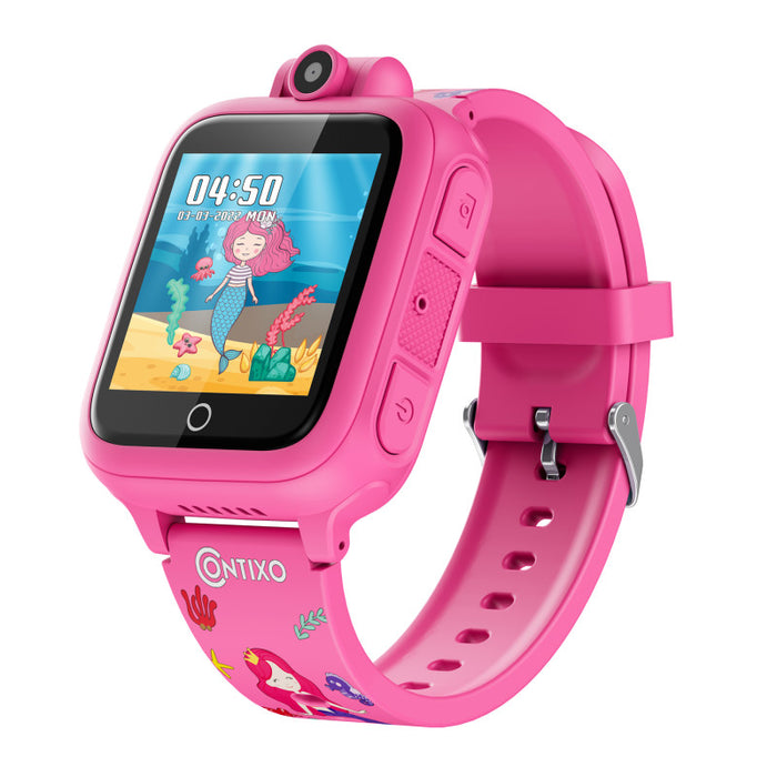 Contixo CNXKW1PINK KW1 Smart Watch for Kids with Educational Games, HD Touch Screen, Camera, and MP3 Music Player, Pink