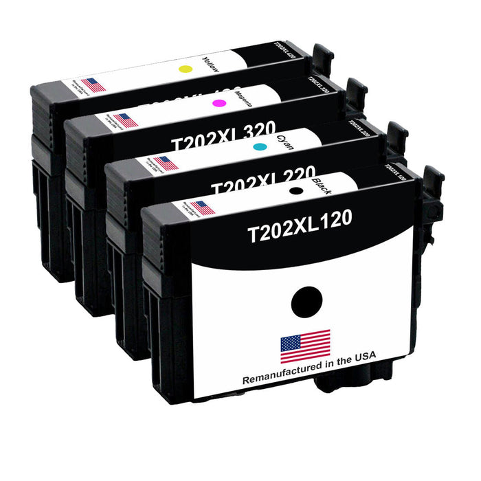 U.S. Remanufactured for Epson T202XL Black and 3 Color Combo 4-Pack