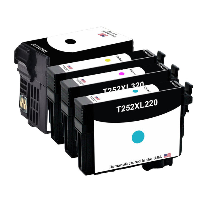 U.S. Remanufactured for Epson T252XL Black and 3 Color Combo 4-Pack