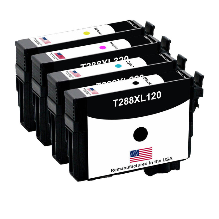 U.S. Remanufactured for Epson T288XL Black and 3 Color Combo 4-Pack