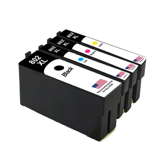 U.S. Remanufactured for Epson T802XL Black and 3 Color Combo 4-Pack